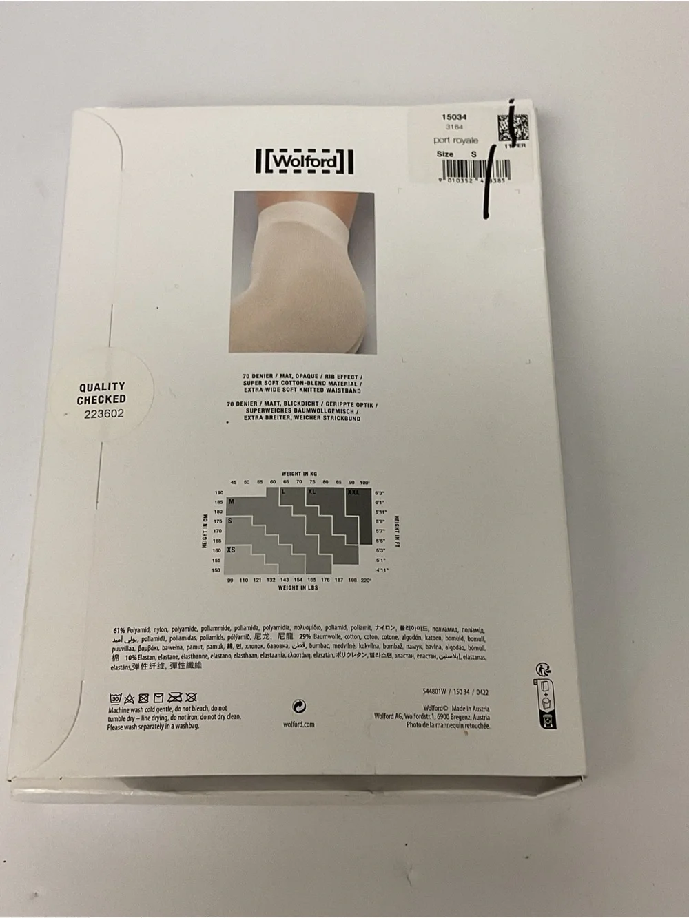 WOLFORD 15034 MARY COTTON RIB TIGHTS IN PORT ROYALE SMALL NWT